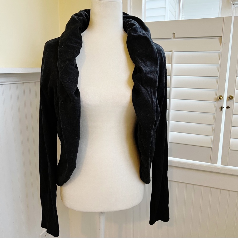 Standard James Perse Dark Charcoal Slub Fleece Bolero Cardigan Size 3 = Large